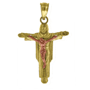 10kt Gold Two-tone Unisex Jesus Ht:26.3mm x W:16.5mm Religious Charm Pendant