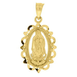 10kt Yellow Gold Unisex Lady Of Guadalupe Religious Charm Pendant