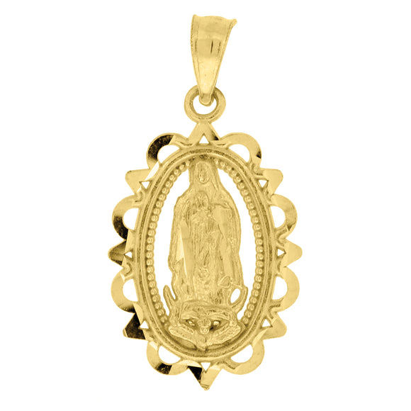 10kt Yellow Gold Unisex Lady Of Guadalupe Religious Charm Pendant