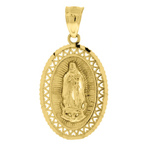 10kt Yellow Gold Unisex Lady Of Guadalupe Religious Charm Pendant