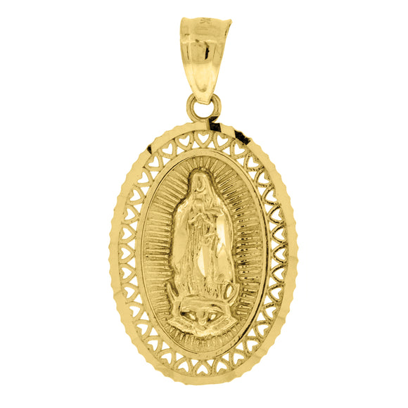 10kt Yellow Gold Unisex Lady Of Guadalupe Religious Charm Pendant