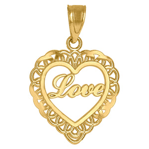 10kt Gold Yellow Unisex Love Ht:21.6mm x W:14.4mm Heart Charm Pendant