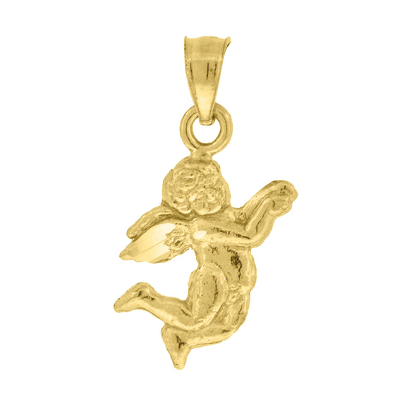 10kt Yellow Gold Unisex Angel Ht:20.1mm x W:10.4mm Religious Charm Pendant