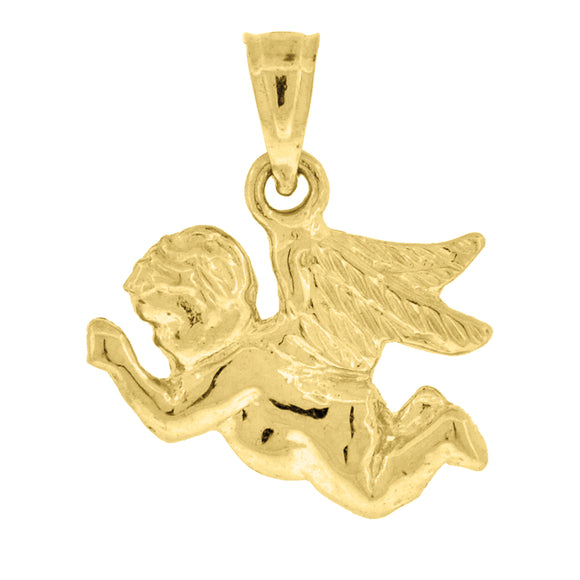 10kt Yellow Gold Unisex Angel Ht:18mm x W:15mm Religious Charm Pendant