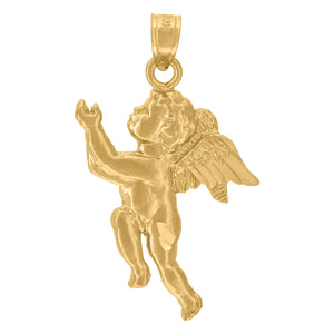 10kt Yellow Gold Unisex Cupid Angel Religious Charm Pendant