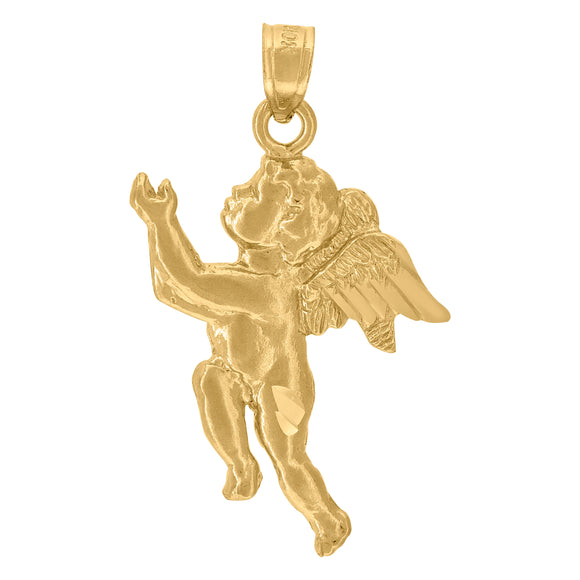 10kt Yellow Gold Unisex Cupid Angel Religious Charm Pendant