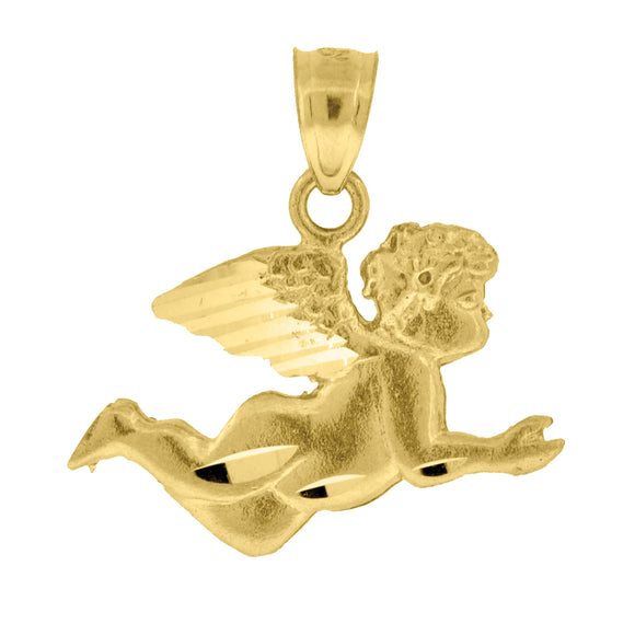 10kt Yellow Gold Unisex Angel Ht:20.6mm x W:20.5mm Religious Charm Pendant