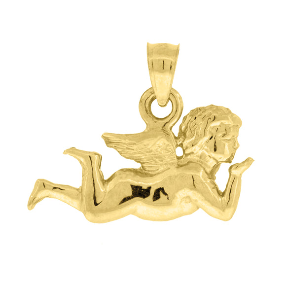 10kt Yellow Gold Unisex Angel Ht:15.7mm x W:19.6mm Religious Charm Pendant