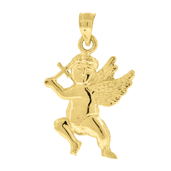 10kt Yellow Gold Unisex Angel Ht:27.7mm x W:16.4mm Religious Charm Pendant