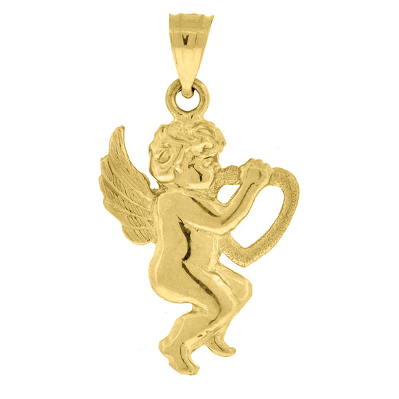 10kt Yellow Gold Unisex Angel Ht:29.8mm x W:16.5mm Religious Charm Pendant
