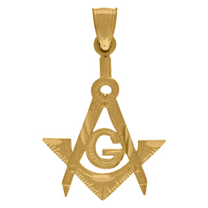 10kt Yellow Gold Unisex Freemasonry Masonic Charm Pendant