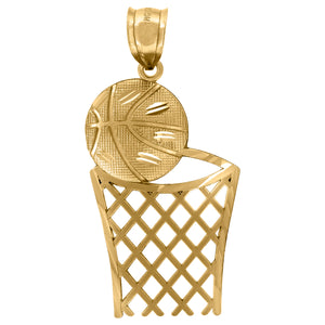 10kt Yellow Gold Mens Basketball Sports Charm Pendant