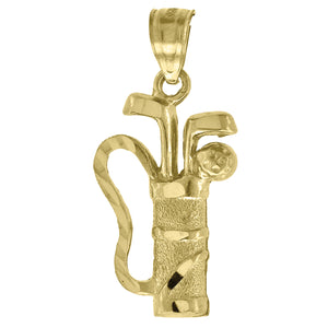 10kt Yellow Gold Mens Diamond-cut Golf Club Bag Charm Pendant