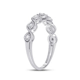 Sterling Silver Womens Round Diamond Anniversary Ring 1/10 Cttw