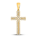10kt Yellow Gold Womens Round Diamond Roman Cross Pendant 1/3 Cttw