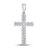 10kt White Gold Womens Round Diamond Roman Cross Pendant 1/3 Cttw