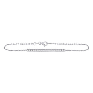 14kt White Gold Womens Round Diamond Single Row Chain Tennis Bracelet 1/2 Cttw