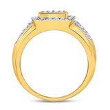 10kt Yellow Gold Womens Round Diamond Square Cluster Ring 1 Cttw
