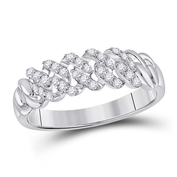 10kt White Gold Mens Round Diamond Band Ring 3/8 Cttw