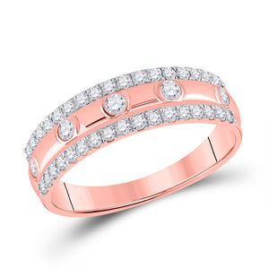10kt Rose Gold Womens Round Diamond Anniversary Ring 1/2 Cttw