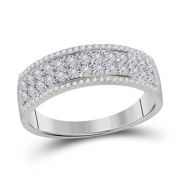 10kt White Gold Womens Round Diamond Band Ring 1/6 Cttw