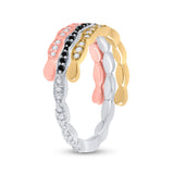 10kt Tri-Tone Gold Womens Round Diamond Convertible Band Ring 3/8 Cttw