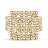 14kt Yellow Gold Mens Round Diamond Square Cluster Ring 2 Cttw