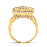 14kt Yellow Gold Mens Round Diamond Square Cluster Ring 2 Cttw