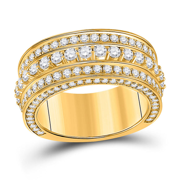 10kt Yellow Gold Mens Round Diamond Statement Band Ring 3 Cttw