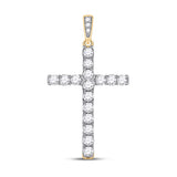 14kt Yellow Gold Womens Round Diamond Cross Pendant 1/2 Cttw