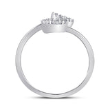 10kt White Gold Womens Round Diamond Heart Arrow Band Ring 1/10 Cttw