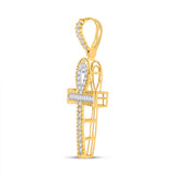 10kt Yellow Gold Mens Round Diamond Ankh Cross Charm Pendant 1 Cttw