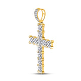 10kt Yellow Gold Mens Round Diamond Cross Charm Pendant 1-3/4 Cttw