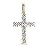 10kt Yellow Gold Mens Round Diamond Cross Charm Pendant 1-3/4 Cttw