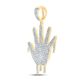 10kt Yellow Gold Mens Round Diamond Dripping Hand Charm Pendant 3/4 Cttw