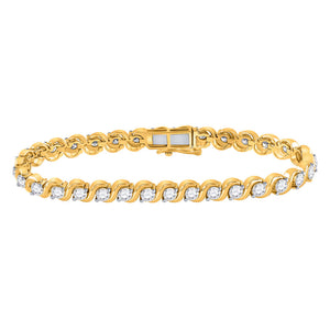 14kt Yellow Gold Womens Round Diamond Tennis Bracelet 5 Cttw
