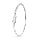 10kt White Gold Womens Round Diamond Stackable Bangle Bracelet 3/8 Cttw