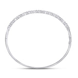 10kt White Gold Womens Round Diamond Stackable Bangle Bracelet 1/3 Cttw