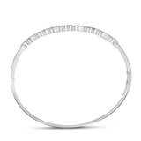 10kt White Gold Womens Princess Diamond Stackable Bangle Bracelet 1/3 Cttw