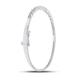 10kt White Gold Womens Princess Diamond Stackable Bangle Bracelet 1/3 Cttw