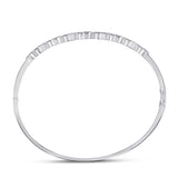 10kt White Gold Womens Princess Diamond Stackable Bangle Bracelet 1/3 Cttw