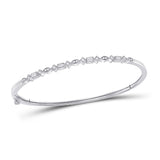 10kt White Gold Womens Princess Diamond Stackable Bangle Bracelet 1/3 Cttw