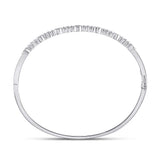10kt White Gold Womens Round Diamond Stackable Bangle Bracelet 1/8 Cttw