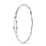 10kt White Gold Womens Round Diamond Stackable Bangle Bracelet 1/8 Cttw