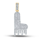 10kt Yellow Gold Mens Round Diamond Dripping L Letter Charm Pendant 1/2 Cttw