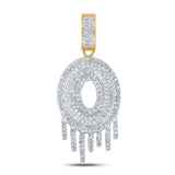 10kt Yellow Gold Mens Round Diamond Dripping O Letter Charm Pendant 3/4 Cttw