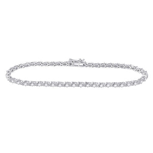 10kt White Gold Womens Round Diamond Tennis Bracelet 1 Cttw