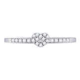 10kt White Gold Womens Round Diamond Heart Stackable Band Ring 1/8 Cttw