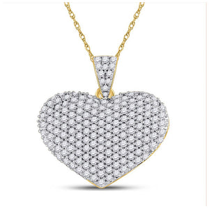 14kt Yellow Gold Womens Round Diamond Charmed Heart Pendant 1 Cttw