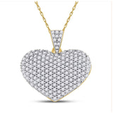 14kt Yellow Gold Womens Round Diamond Charmed Heart Pendant 1 Cttw